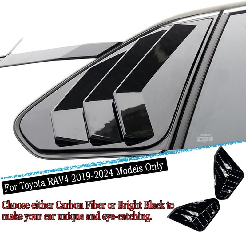 MUXEE فتحات نافذة، 2 قطعة فتحات تهوية جانبية لسيارة تويوتا RAV4 2019 2020 2021 2022 2023 2024 2025، أغطية زينة رياضية مطبوعة من ABS، ملحقات تزيين خارجية - أسود لامع - Image 4